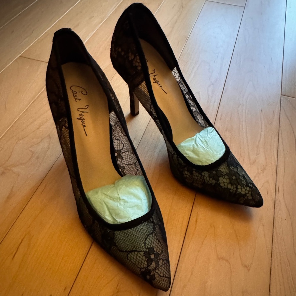 [New] Black Lace Pointed Toe Pumps Made in Japan EU 36.5